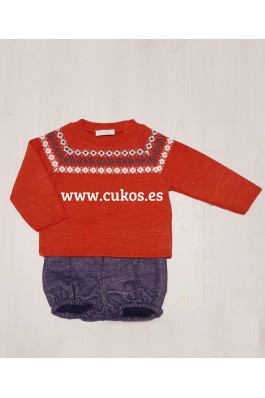 Conjunto de bebé con jersey teja