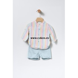 Conjunto de bebé con camisa de rayas de colores