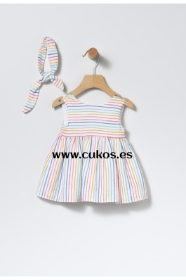 Vestido de niña con rayas de colorines