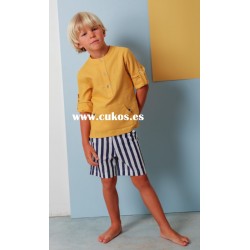 Conjunto de niño con camisa mostaza