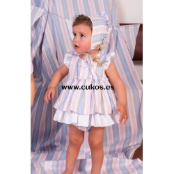 Vestido de bebé con rayas en tonos pastel
