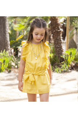 Vestido de niña en plumeti amarillo